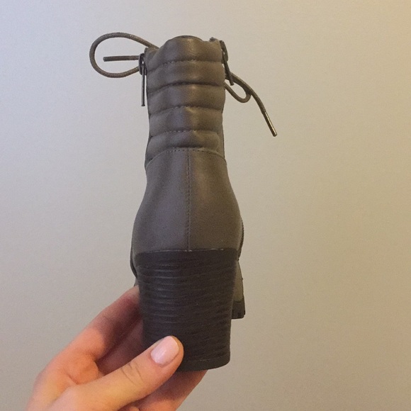 Charlotte Russe Charcoal Gray Lace Up Booties - Picture 4 of 4